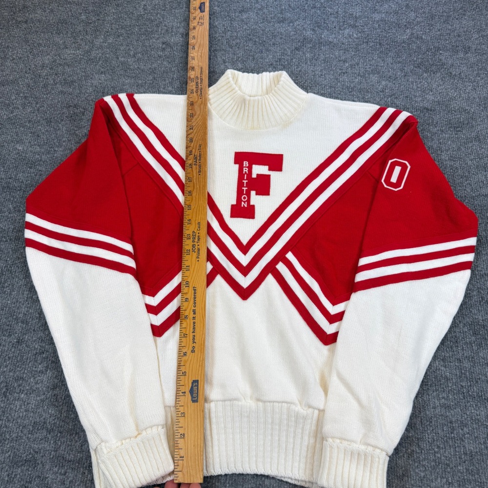 Preppy Dehen Portland Vintage Varsity Cheerleader Sweater Red White Letterman L - Picture 6 of 10